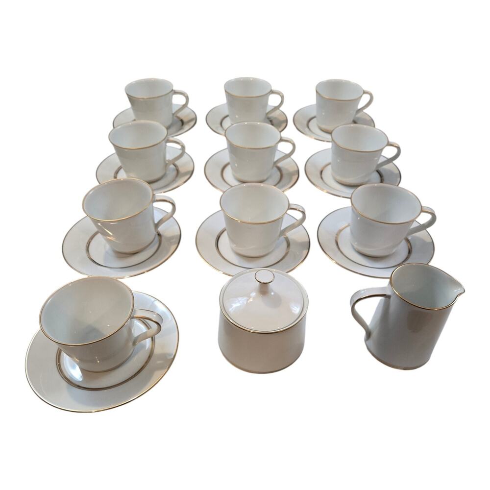 10 Noritake Gloria 6526 Cup & Saucer Set with Creamer & Sugar Cup Made in Japan
